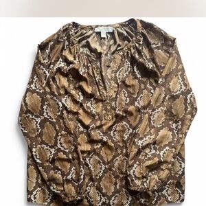 Michael Kors Brown Snake Print Blouse